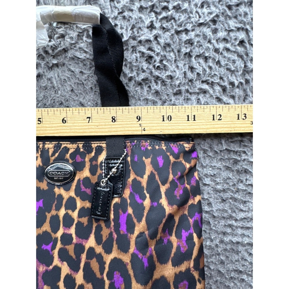 NWT Coach Leopard Print Nylon Weekender Tote Bag Multicolor w/ Pouch 11 x 8.5 - Picture 11 of 11